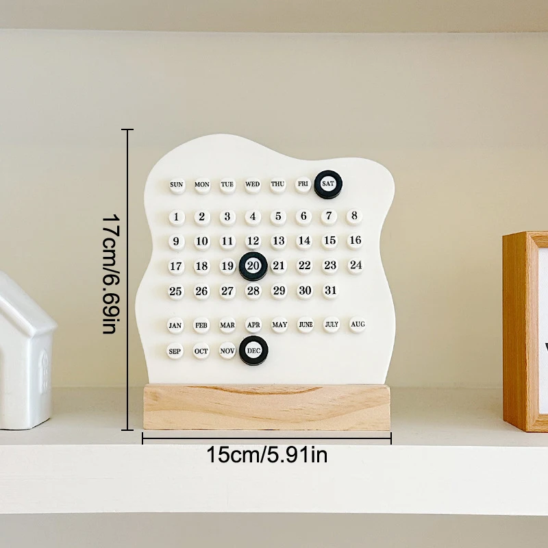 1pc Adjustable Week Month Date Display Calendar Montessori Calendar Wood Perpetual Calendar Cute Desk Calendar Home Office Desk