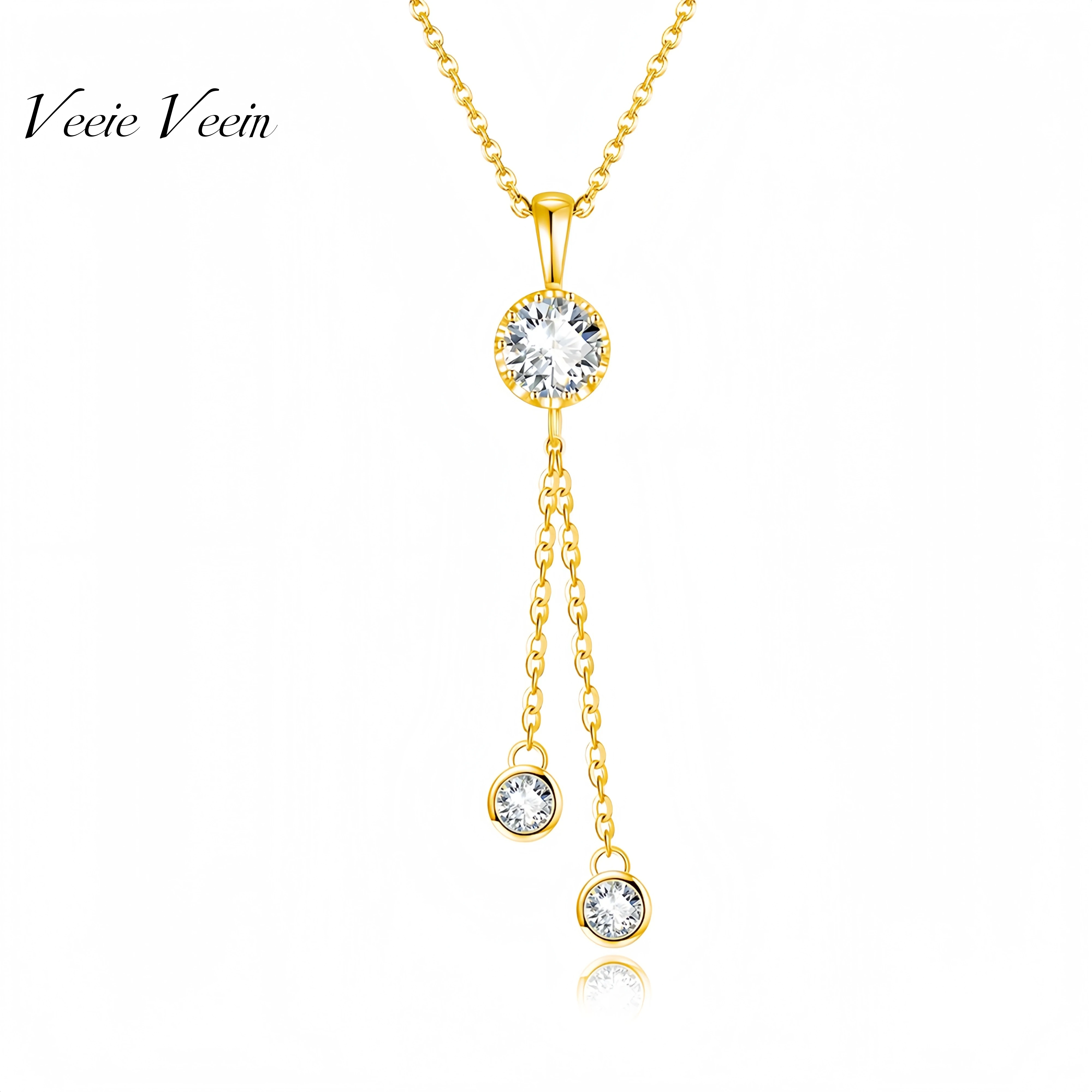 

Veeie Veein Luxury Brand Moissanite Necklace S925 Sterling Silver Irregular Tassel Pendant Classic Women Necklace Jewelry