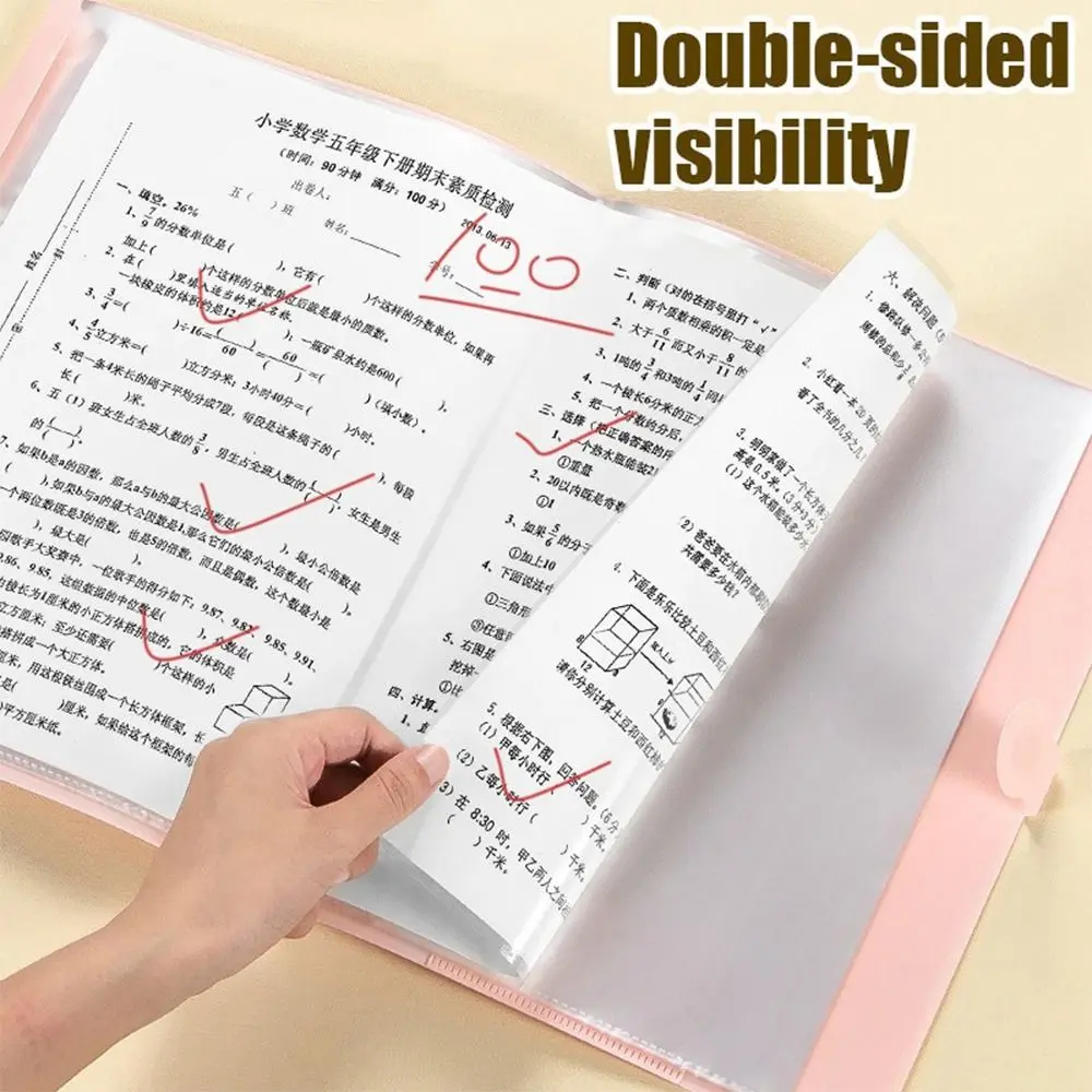 Multifuncional Large Capacity A3 File Folder Waterproof 20/30/40 Pages Document Bag Dirtyproof Test Paper Storage Booklet Gift