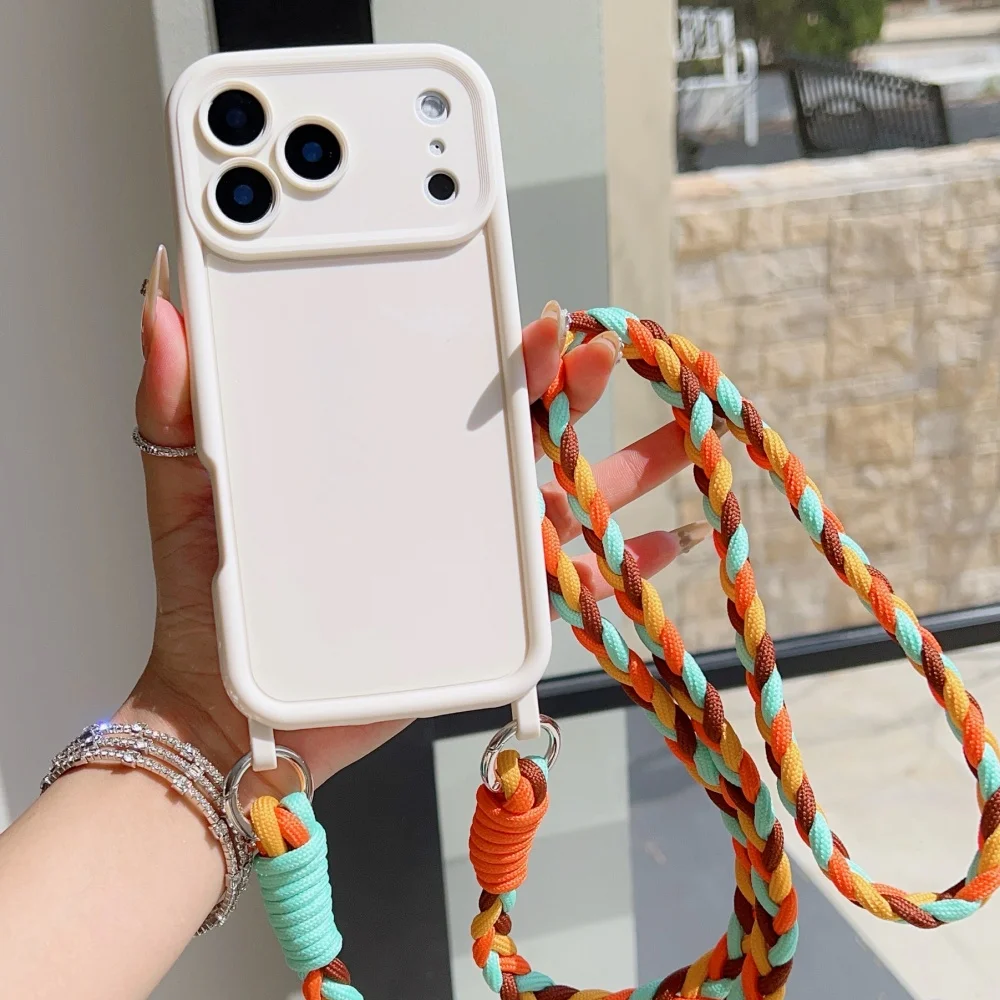 Umhängeband-Gehäuse aus geflochtenem Kabel und Flüssigsilikon für iPhone 18 16 17 Pro Max 15 14 13 12 11 XR XS 8 Plus mit Halskettenriemen – Detail 12