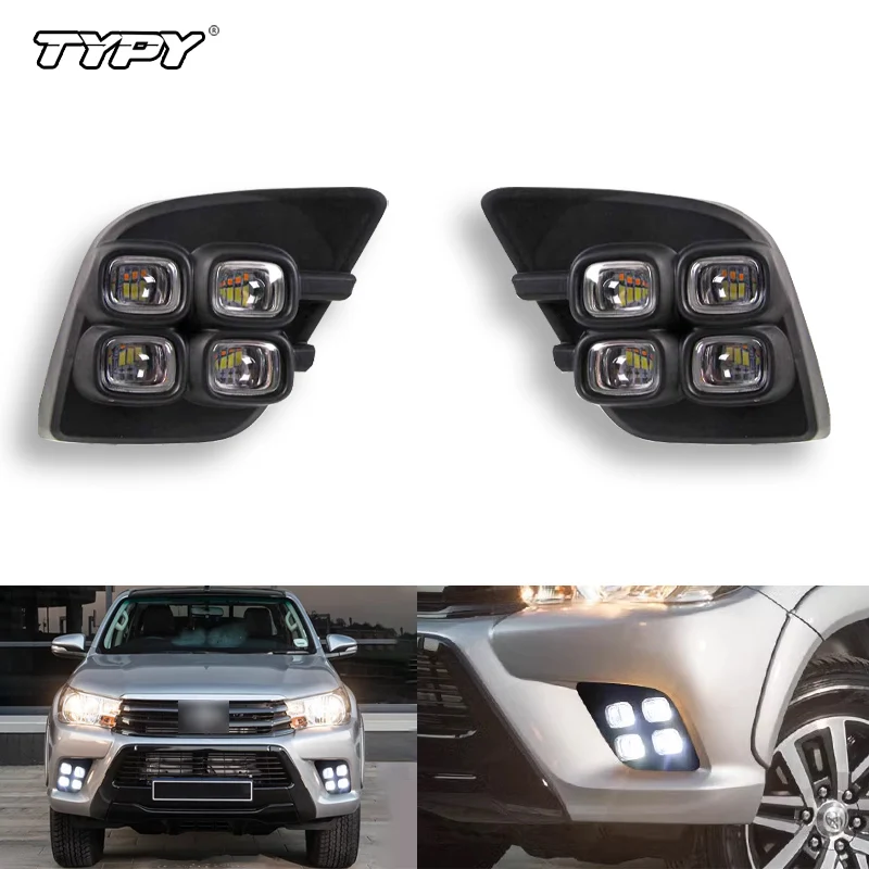 TYPY CSCSNL 2Pcs For Toyota Hilux Revo Vigo 2015 2016 2017 LED DRL Daytime Running Lights Daylight Fog Lamp Decoration Signal