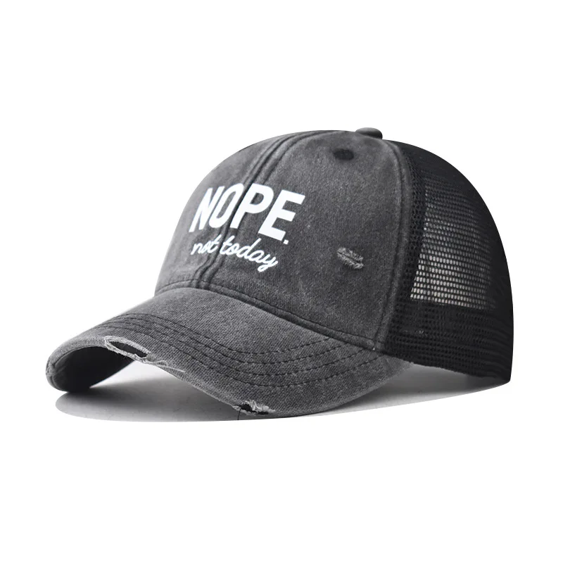 

Unisex NOPE Letter Print Wash Baseball Net Caps Hip Hop Cap Spring Summer Outdoor Adjustable Casual Mesh Hats Sunscreen Hat