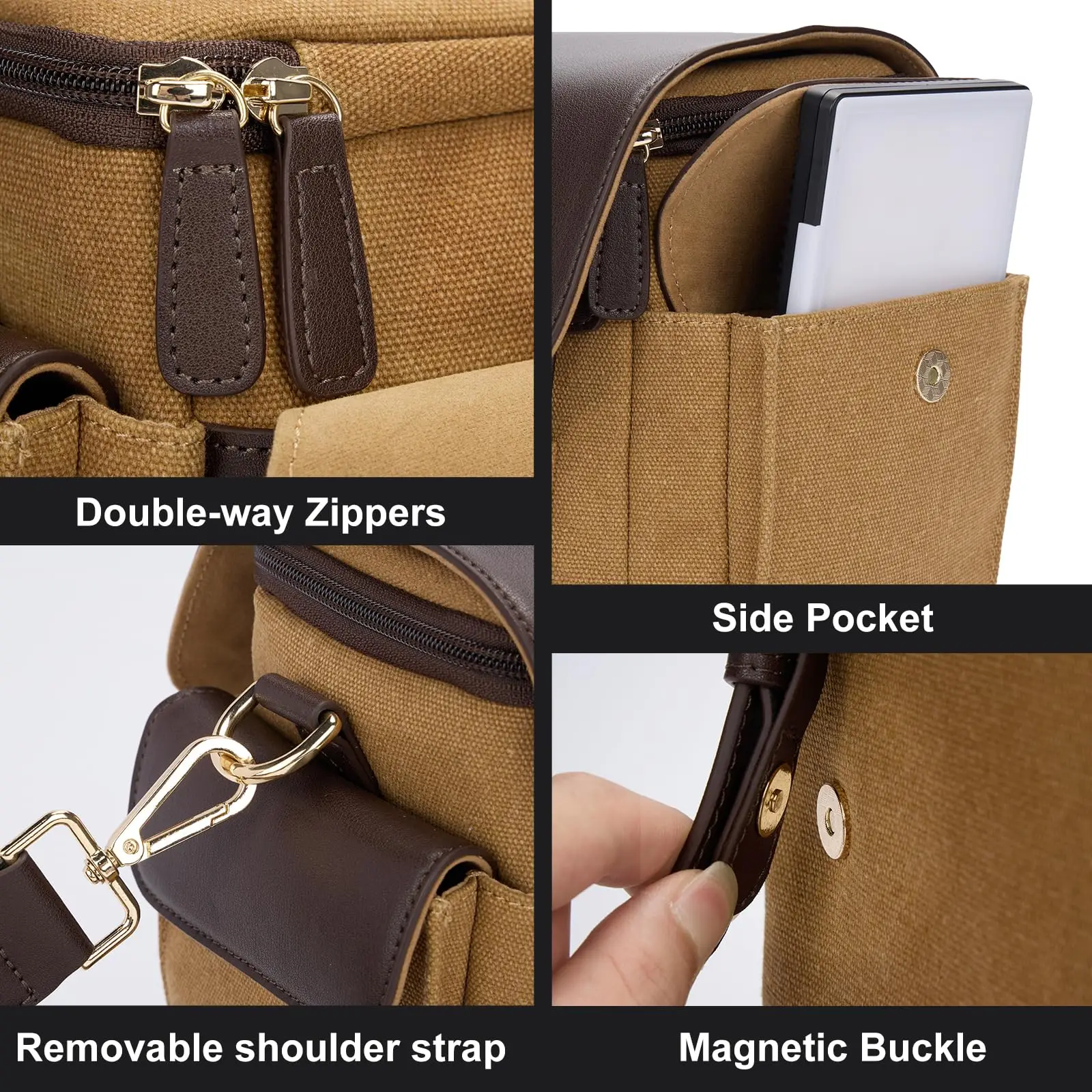 حقيبة كتف للكاميرا، حقيبة ساعي البريد للكاميرا ذات رفرف جلدي عتيق، حقيبة تصوير DSLR/SLR/بدون مرآة مع حامل ثلاثي القوائم