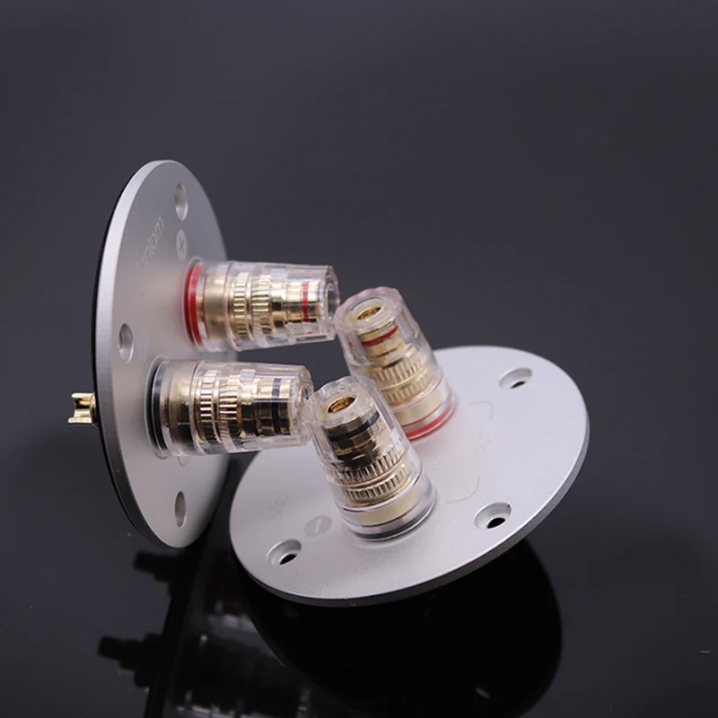 

Home Audio DIY Parts 2 Bit Circular Aluminum Alloy Terminal Plated Binding Post Speaker Board Sound Plug Connector Junction Box