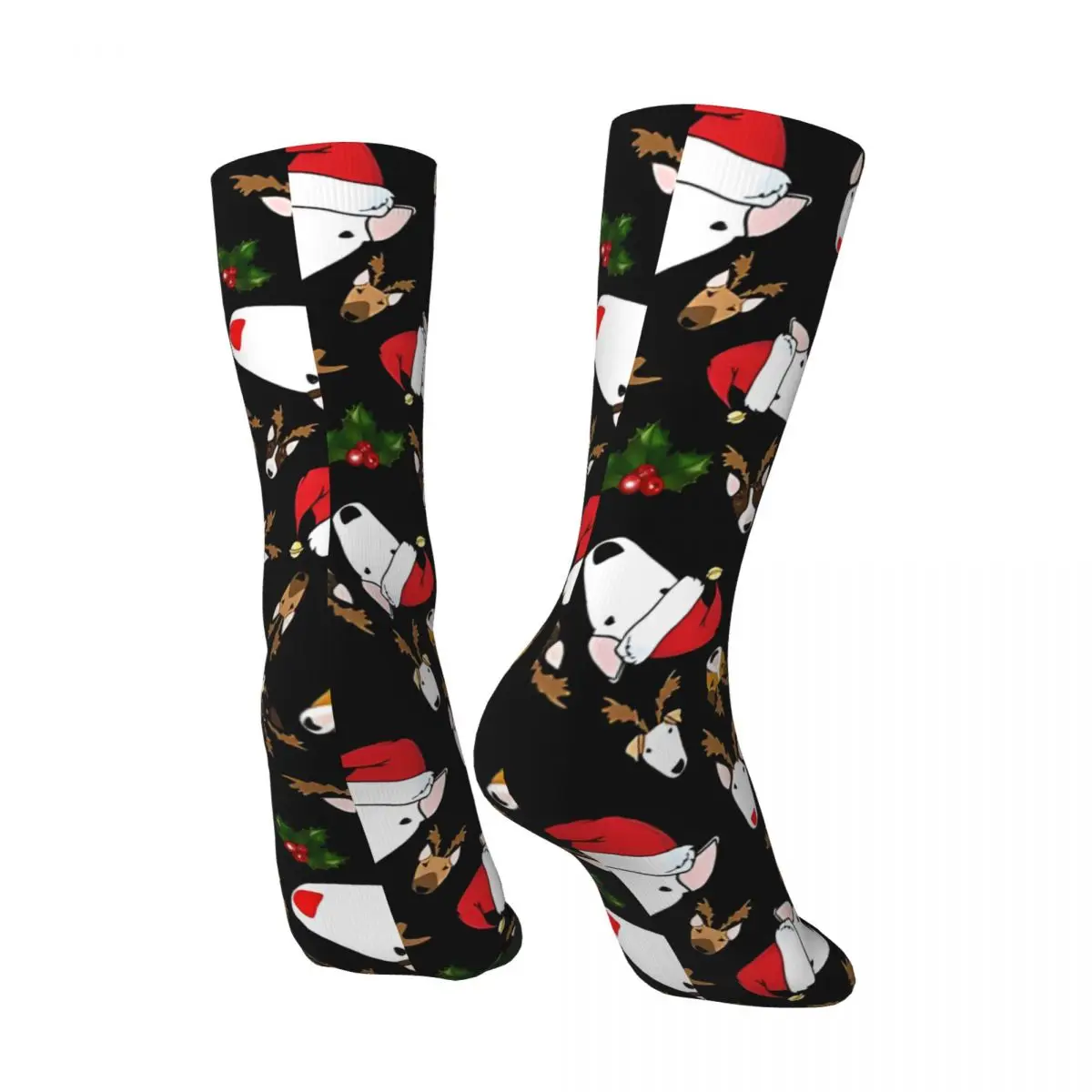 Vintage Festive Bullies On Black Men's compression Socks Unisex Street Style Seamless Printed Novelty Crew Sock