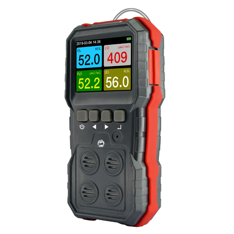 4-In-1 Co H 2S O2 Ex Multigas Gas Draagbare Gasdetector Voor Huishoudelijk Gebruik