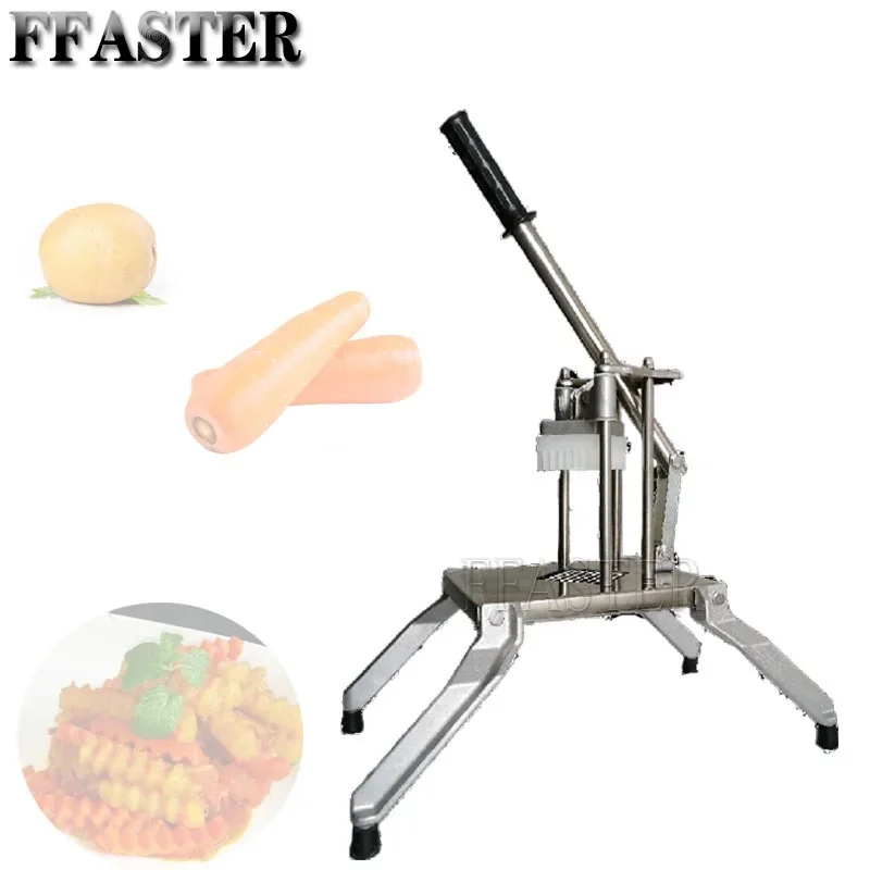 BURUIMU 스테인레스 스틸 상업용 수동 물결 모양의 감자 칩 커터 감자 튀김 야채 과일 절단기