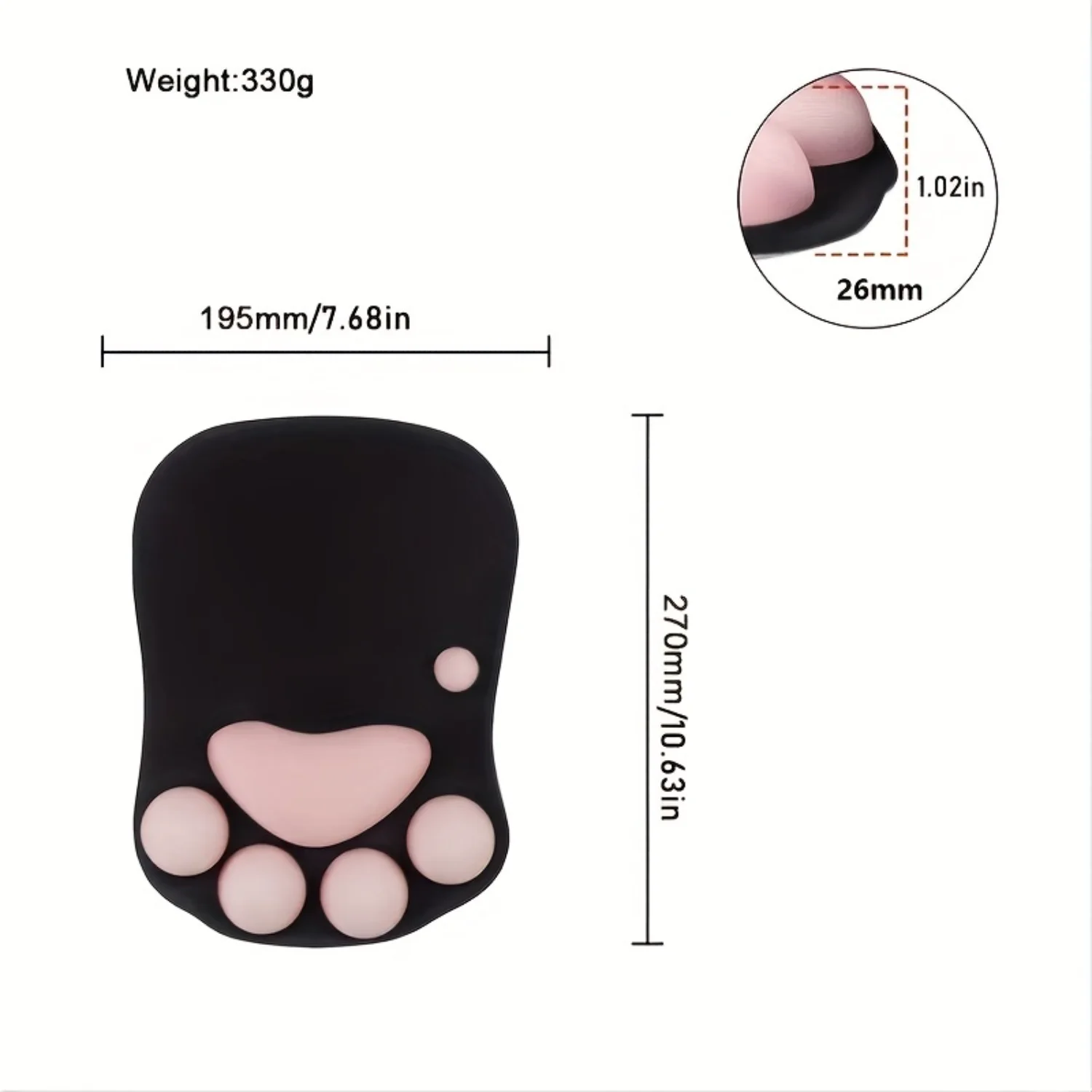 Cute And Functional  1pc Silicone Wrist Cat Claw Mouse Pad