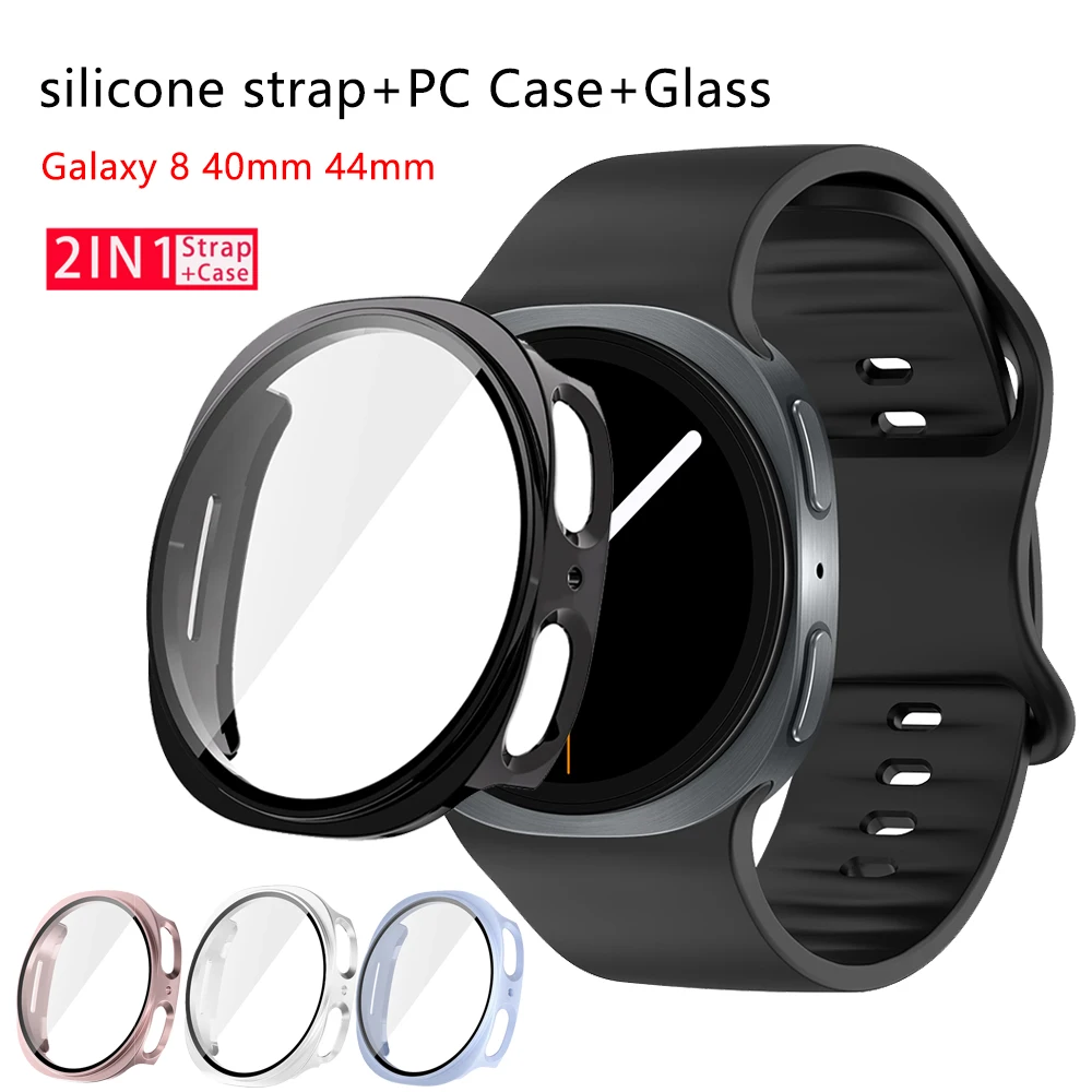 Silikonband + gehärtetes Glas + Hülle für Samsung Galaxy Watch Classic 8 46mm Herren/Damen Original-Armband Galaxy 8 40mm 44mm Armband