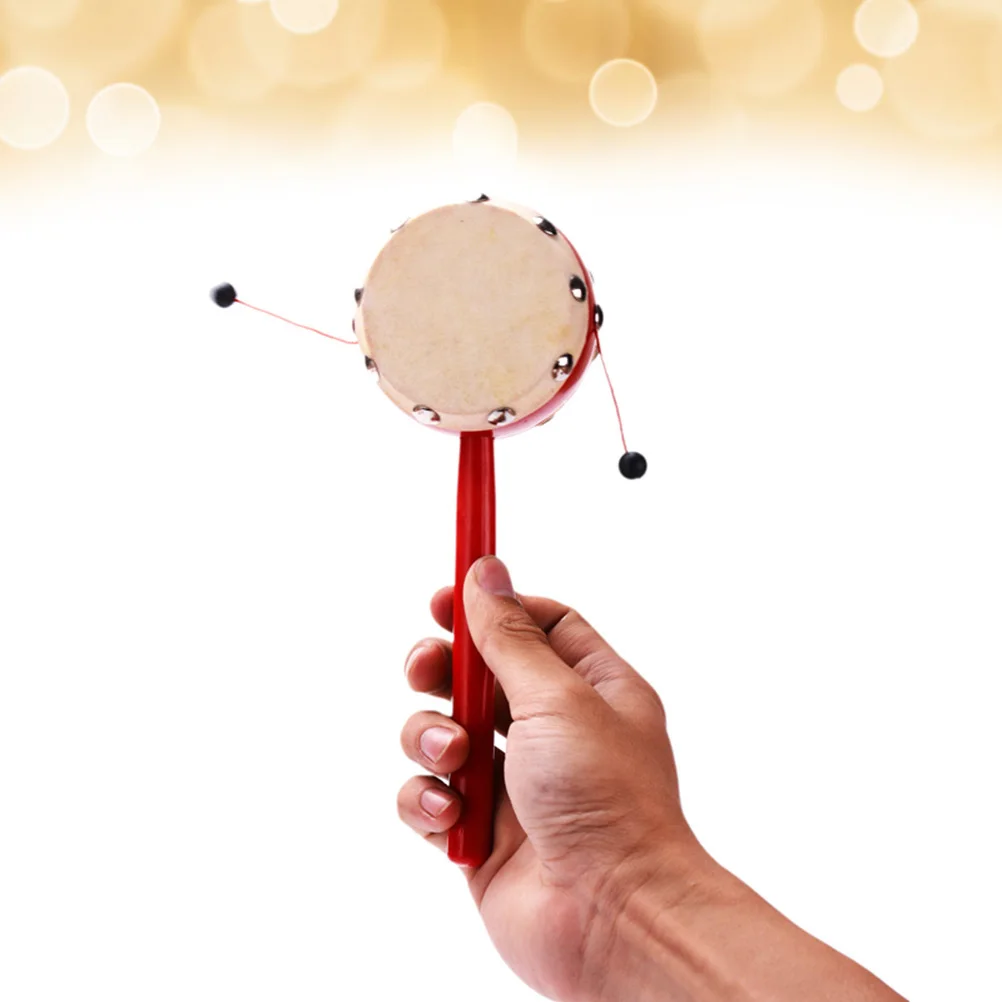 2 pièces hochet tambour jouets Instruments enfants Musical bébé main tambours pour tambourin en bois bambou