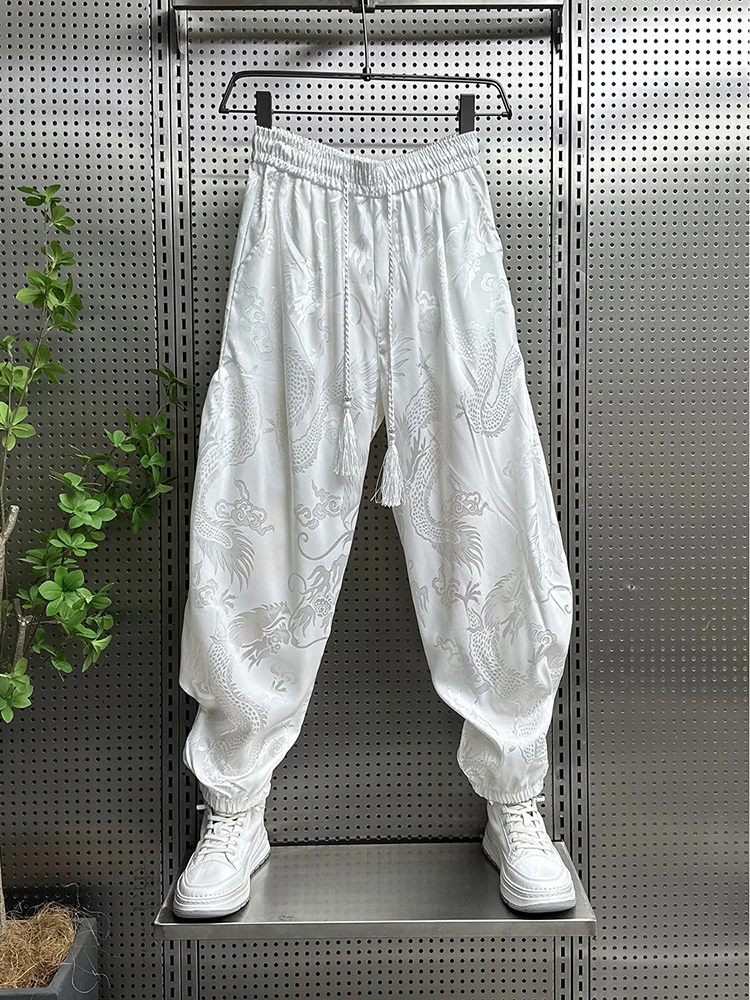 

Men's Summer Ice Silk Drapey Casual Pants Loose Large Size Harlan Thin Comfortable Nine Points Sports Trousers Faionable Yo...
