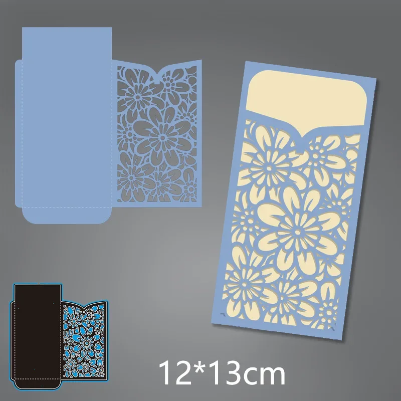 1Pc Embossing Metal Cutting Dies for Hollowed Out Flower Pattern Envelope Diy Paper Carbon Steel  Die