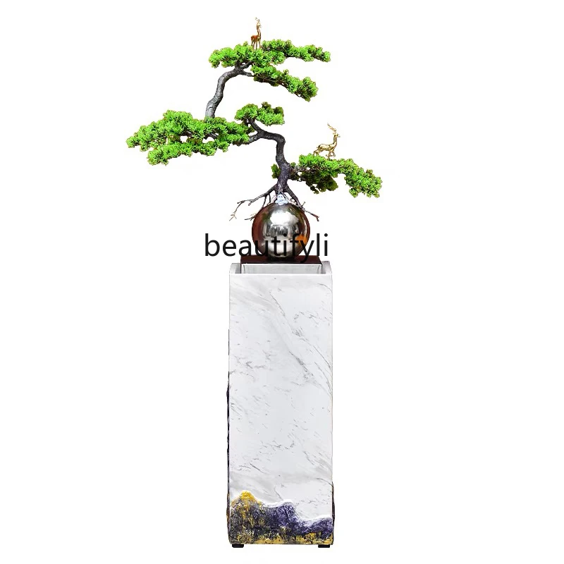 Large Modern Flowing Water Floor Ornaments Living Room Hallway Decoration Welcome Pine Fortune Circulating Water Club Landscape