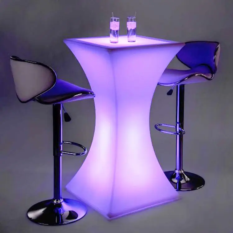 

Stunning LED Poseur Table with Illuminated Glowing Feature High Cocktail Event Furniture for Mall and Hotel Made of Plastic