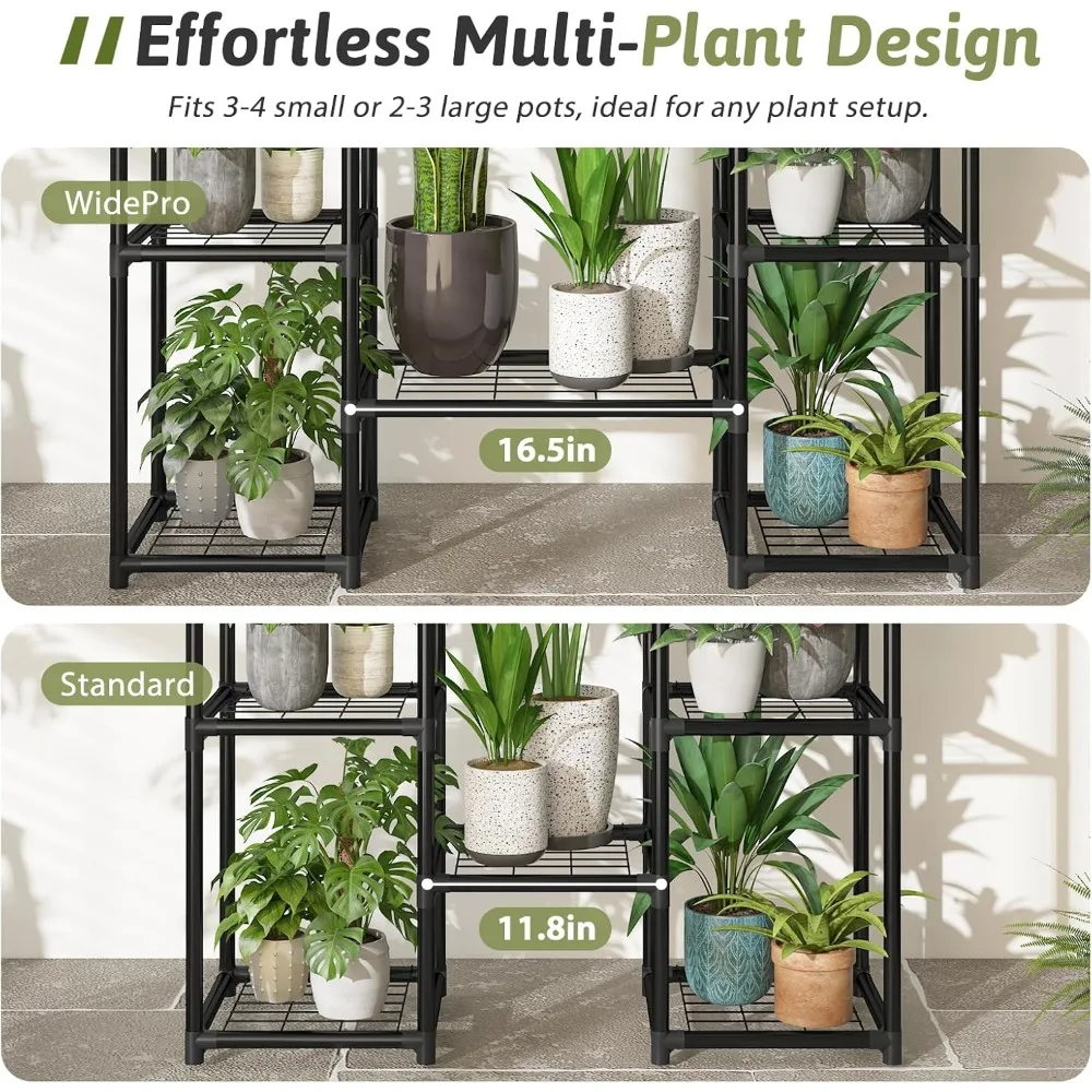 Outdoor Tall Plant Stand | Large Metal Hanging Plant Shelf & Waterproof Flower Holder for Indoor Use