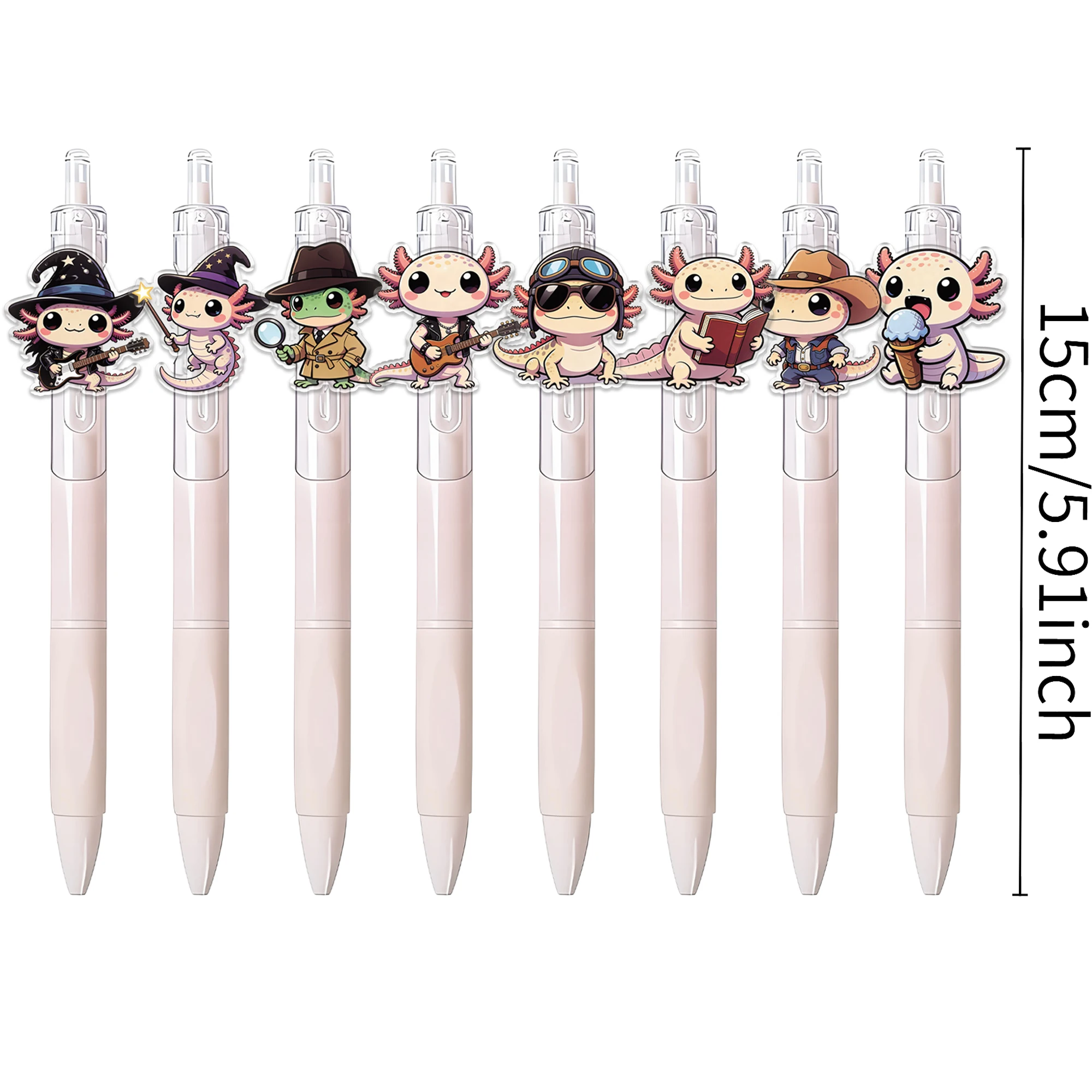 10PCS creative hexagonal dinosaur press ballpoint pen Salamander black writing pen random pattern