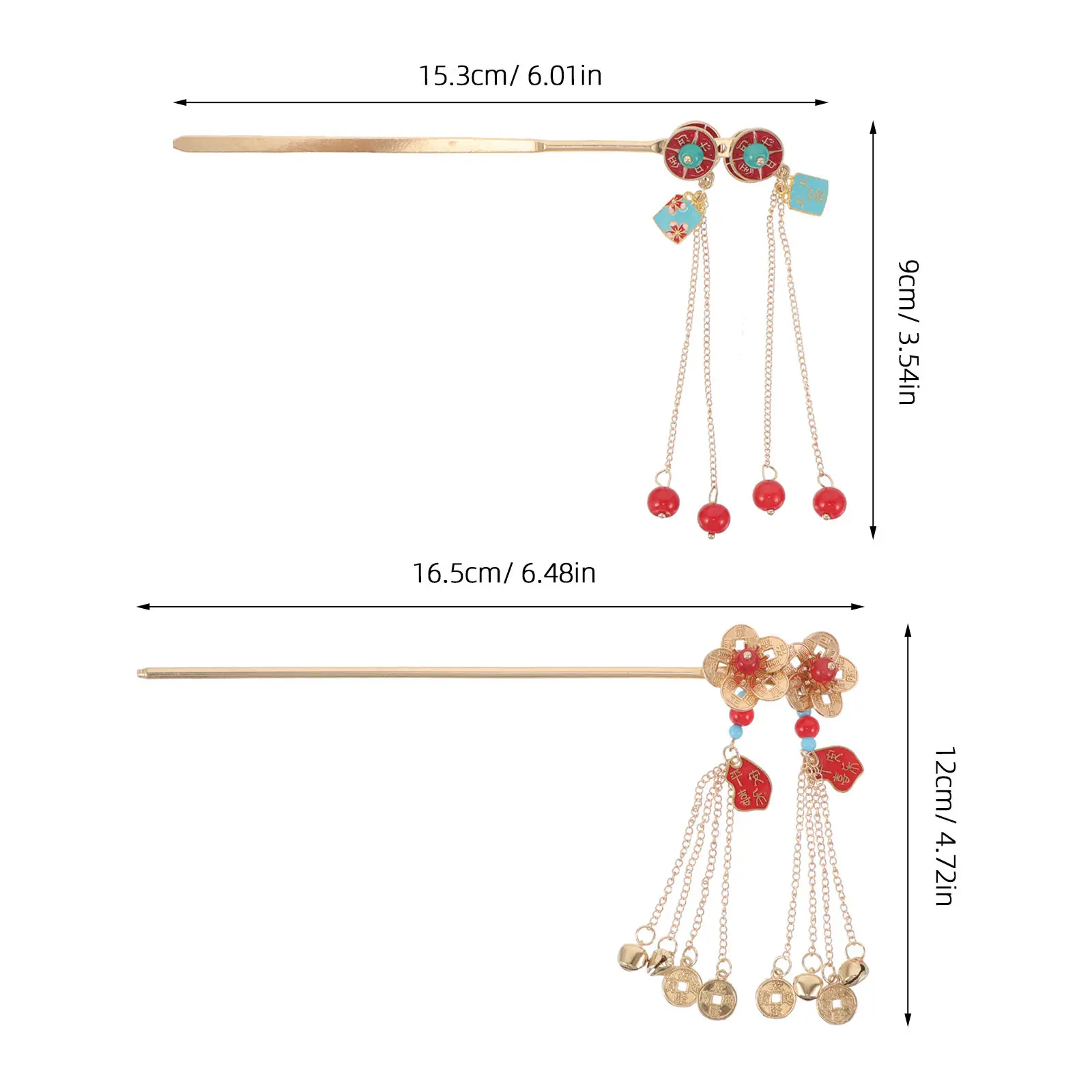Chinese Style Hair Sticks 2 Pieces Floral Coin Elegant Vintage Hairpins for Updo Chignon Traditional Outfits
