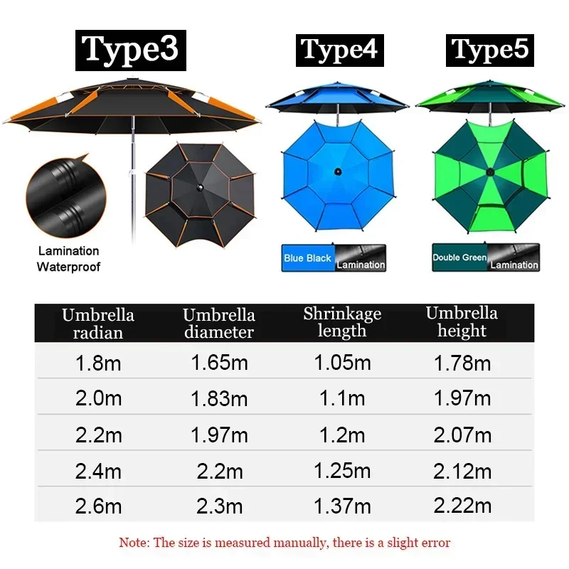 Folding Fishing Umbrella Rainproof Sun Protection Anti-UV Wind-resistant Thickened Adjustable Outdoor Large Fish Umbrella