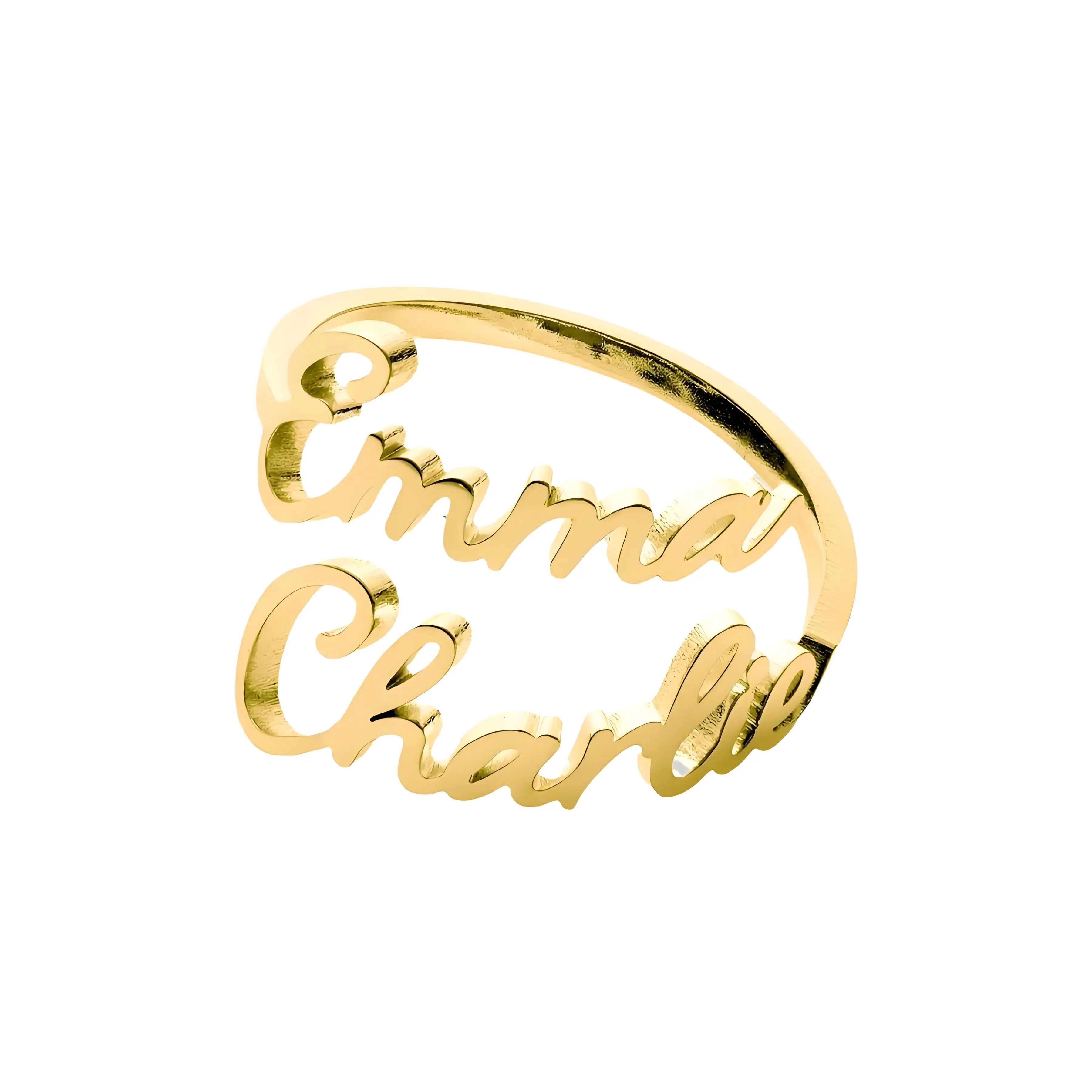 Customizable Stainless Steel Family & Couple Name Ring, Adjustable Women's Bijoux, Perfect Xmas Present