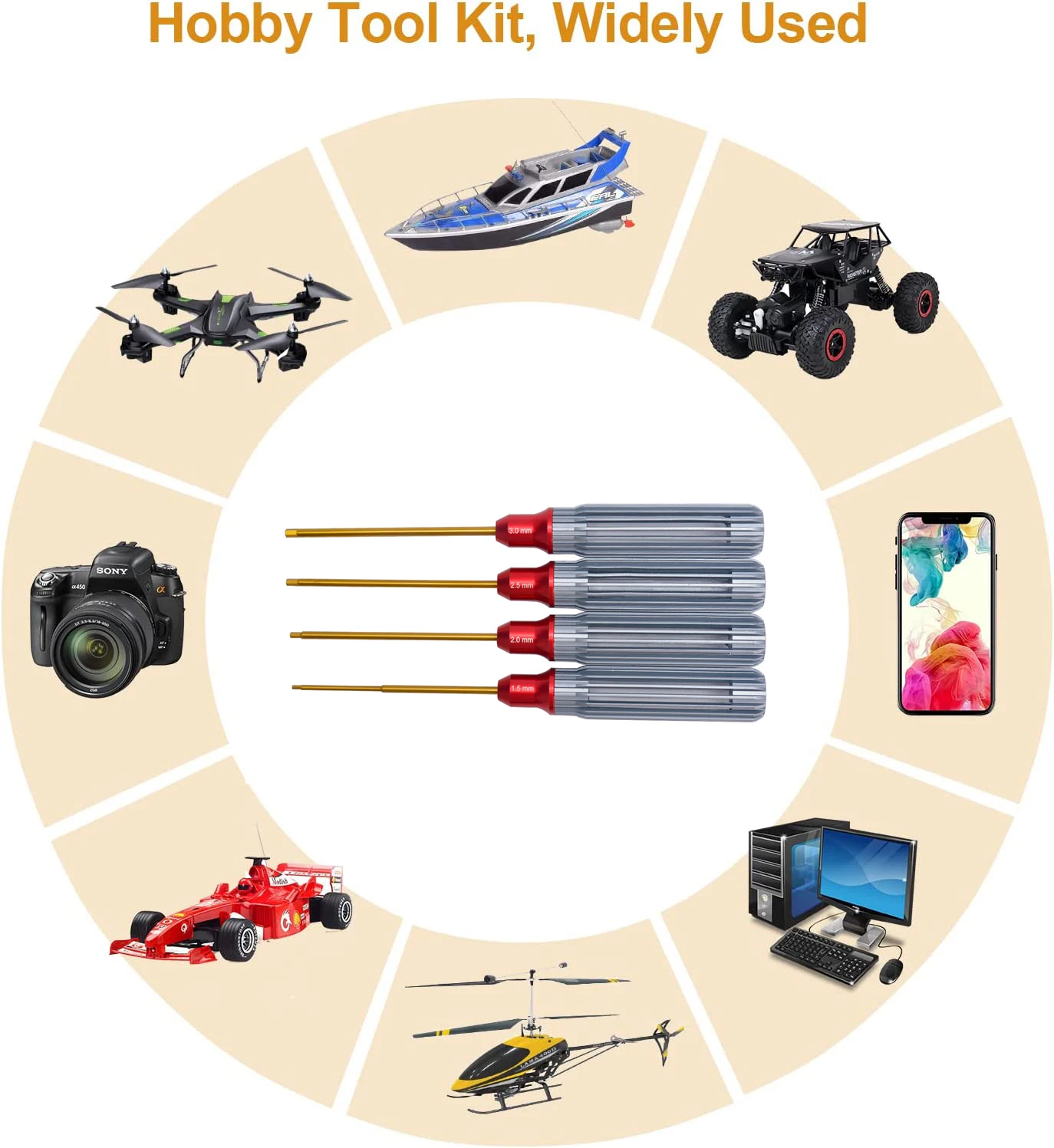 4 pz 1.5mm 2.0mm 2.5mm 3.0mm cacciavite esagonale Set cacciavite in titanio chiave per FPV Racing Drone RC Quadcopter elicottero