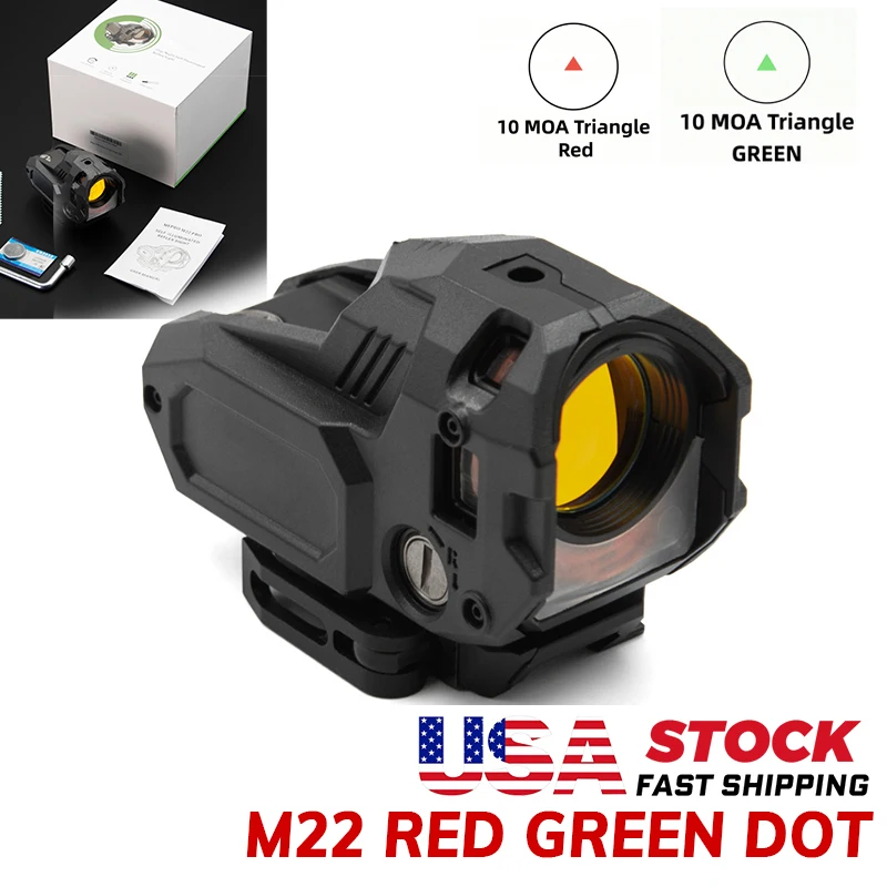 

M22 PRO Red Dot Sight Tactical Hunting Real Fiber Optics Reflex Scope 10 MOA Triangle Reticle Red Green Dot Sight