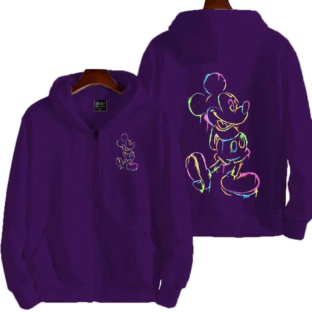 Mickey mouse masculino zíper hoodie primavera outono moda feminina moletom de grandes dimensões 2025 novo dos desenhos animados anime casal jaquetas c