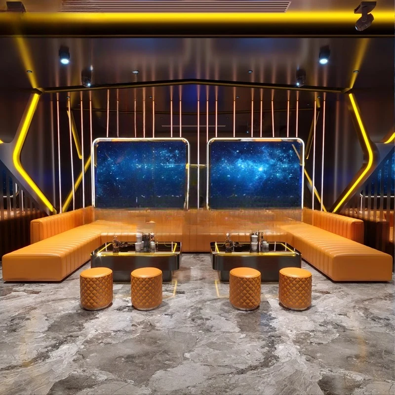 Commercial ktv custom sofa light luxury card seat bar clear bar box L-shaped U-shaped coffee table corner small sofa