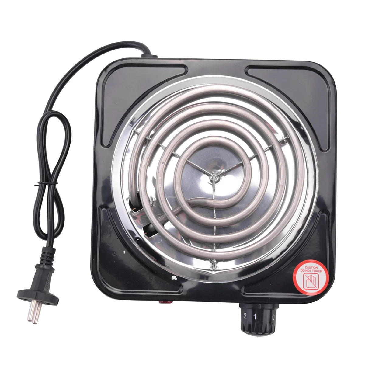 Cooktop elétrico com queimador único, compacto e portátil, placa quente de temperatura ajustável, 1500W, plugue UE preto e inoxidável