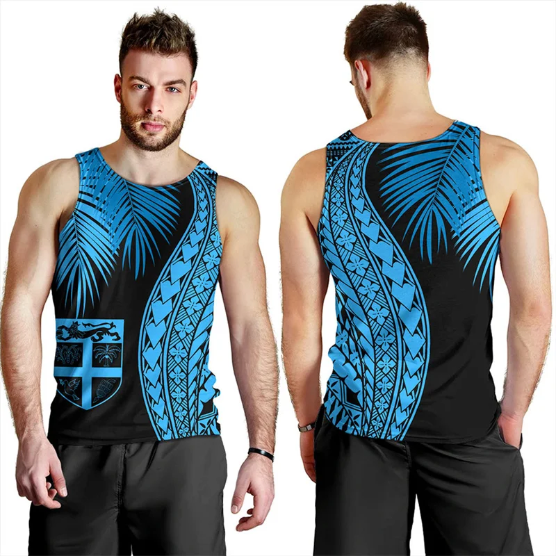 Harajuku New 3D Printing Polynesian Fiji Flag RugbyTank Top Fijian Tapa Style Emblem Graphic Tank Tops Men Vintage Cool Clothes image 5