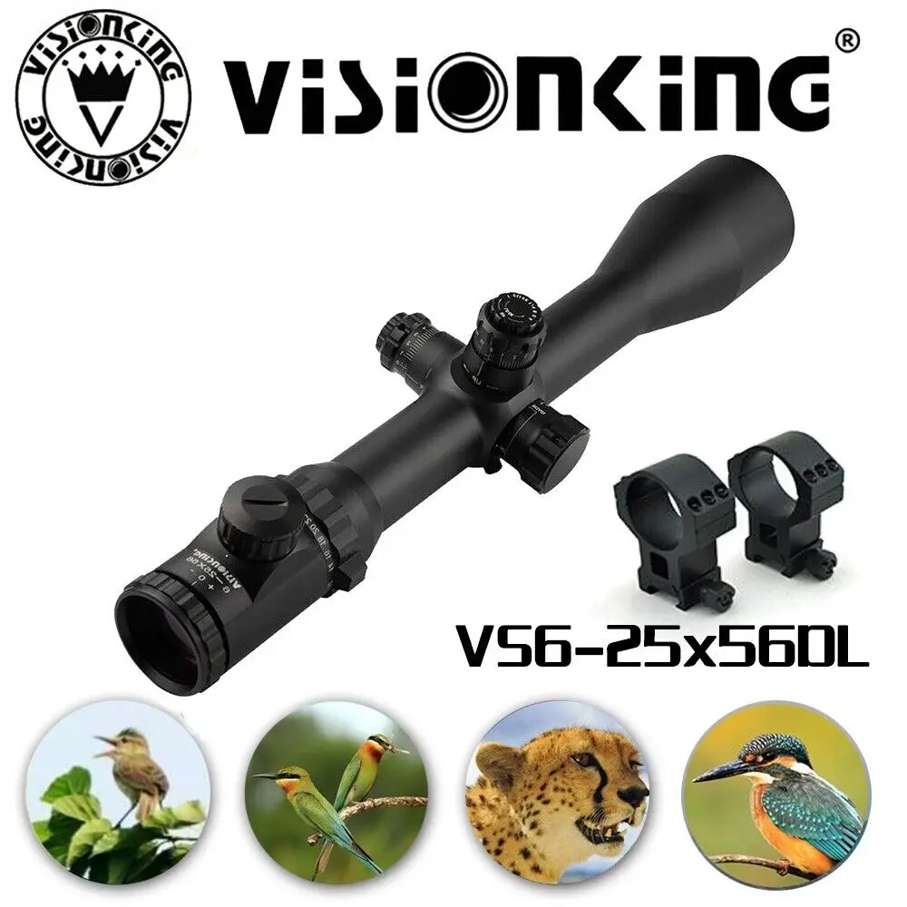 

Visionking Riflescope 6-25x56 Super Long Range Side Focus Adjust Tactical Rifle Scope Big Caliber Optics Sight W/D 21mm Mounts