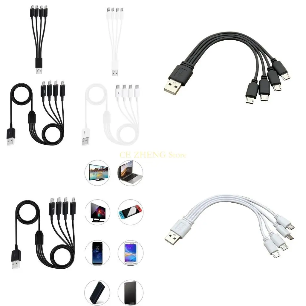 

E56B Portable 4Way USB Charging Cable Multicharging Cable Splitter Cable