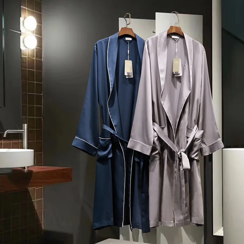 2024 new style design spring summer luxury men long sleeve bathrobe homewear Sleepwear nightgown