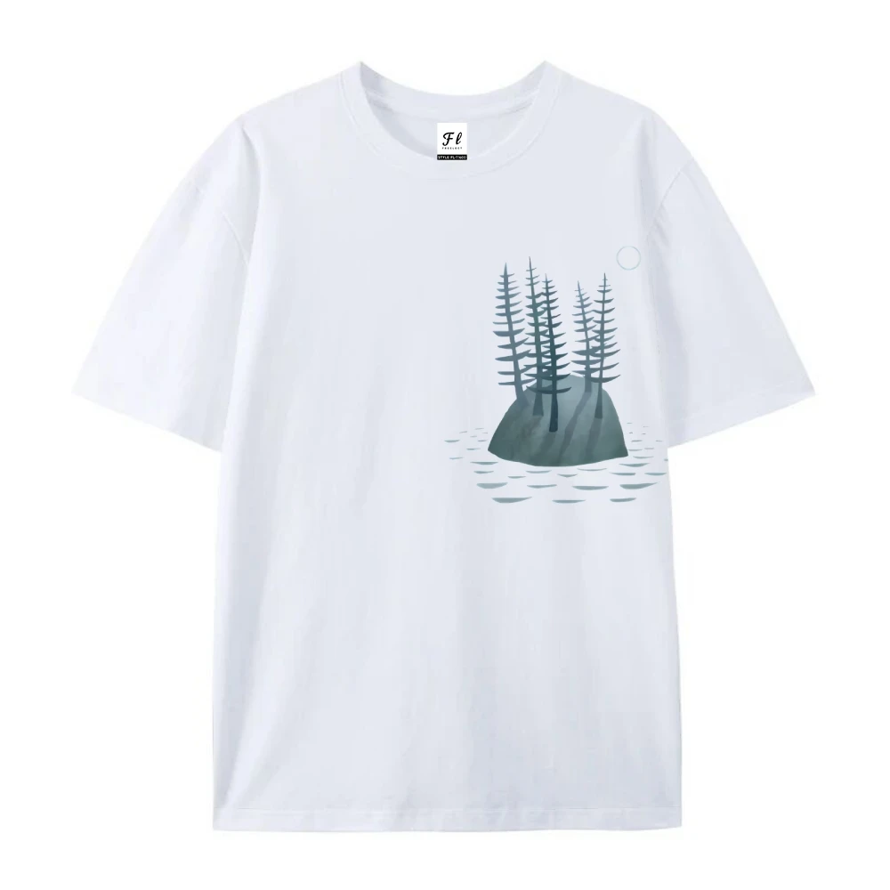 Eilandbomen T-shirt Minimalistisch Natuurprint Zomer Casual Los Korte mouwen Ontspannend Chic Ontspannen Trendy Doek Tops Dragen