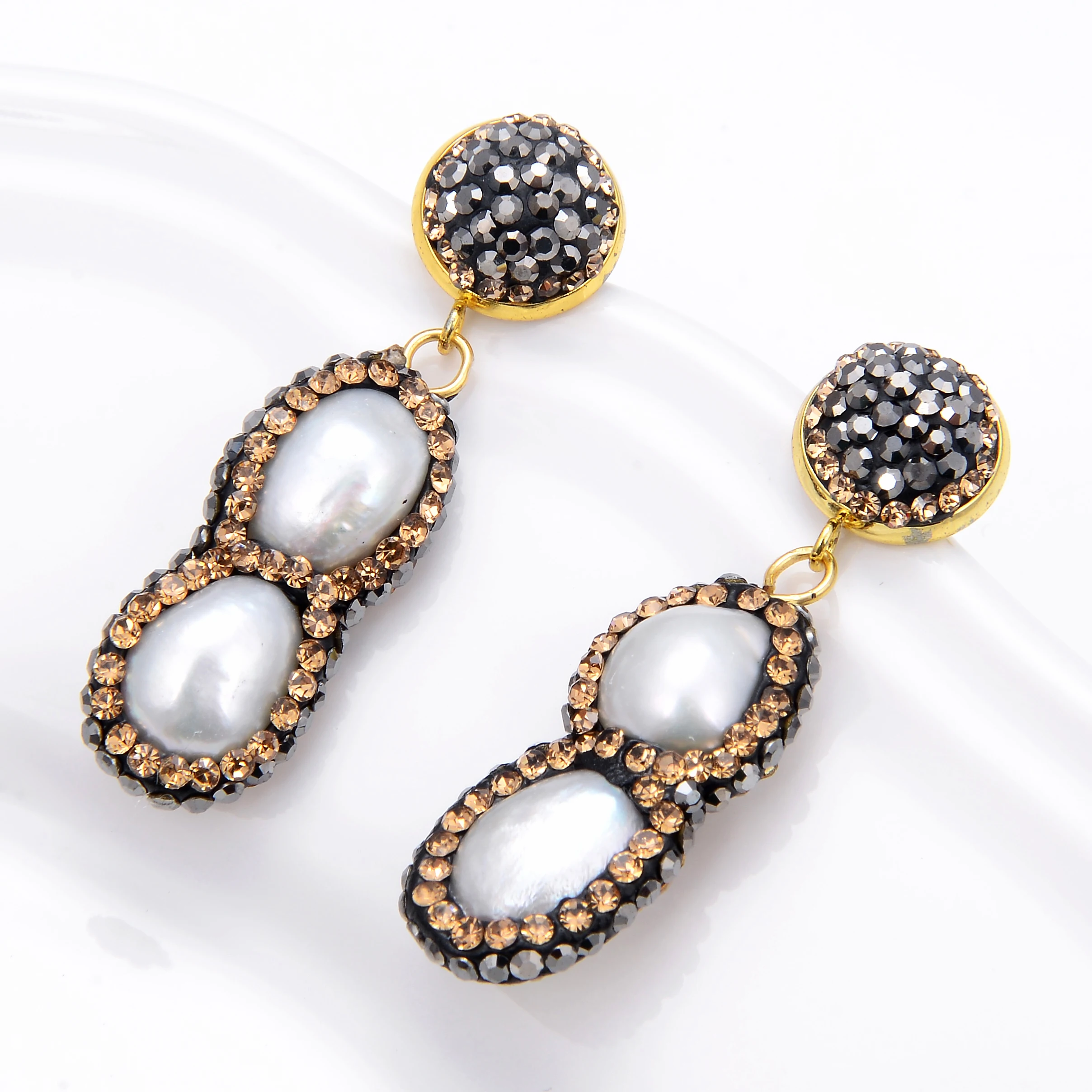 2022 New Natural Baroque Pearl Long Earrings For Women Simple Handmade Rhinestone Wedding Pendant Earrings Trendy Korean Jewelry