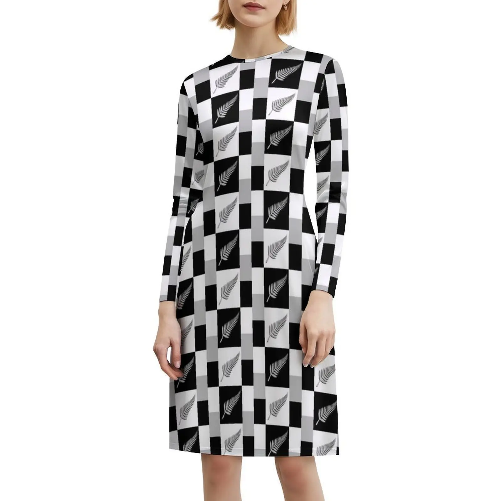 نيوزيلندا نيوزيلندا كيوي أسود فضي السرخس شعار الرياضة مروحة المرأة الهيب هوب الشارع الشهير فستان جرافيك طباعة ملابس نادي الحفلات جديد #6