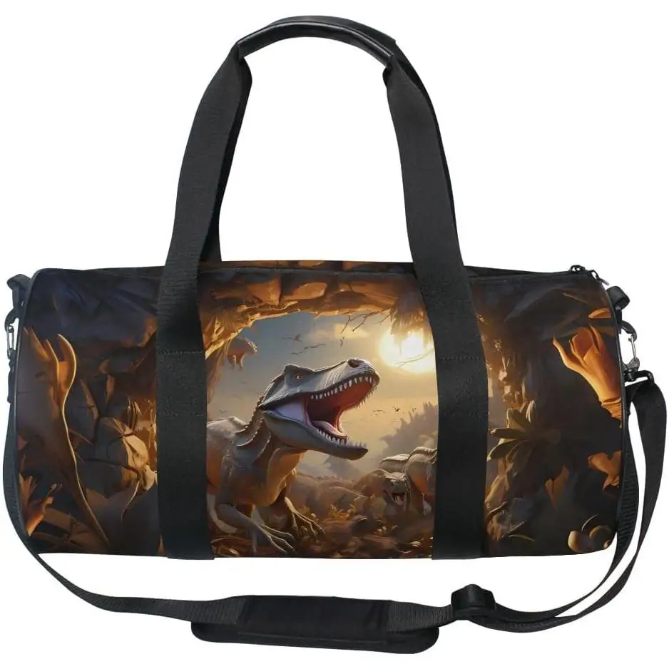 

Спортивная сумка для спортзала, дорожная сумка, спортивные сумки для мужчин и женщин, с рисунком динозавра-тираннозавра, прочная ручка, сумка для багажа
