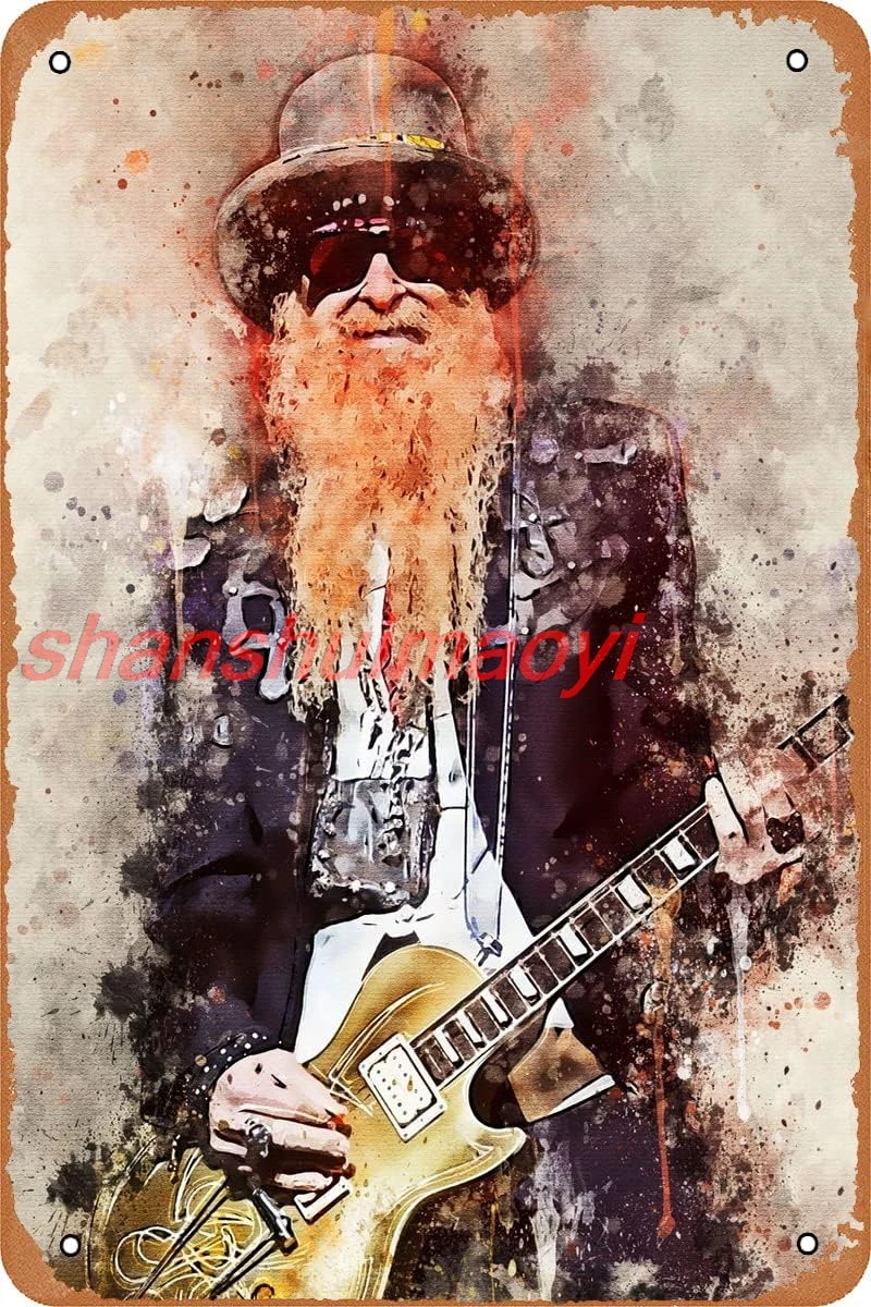 Seadlyise Billy Gibbons Plaque Poster Vintage Tin Sign Retro Metal Posters 12x8 Inches sign