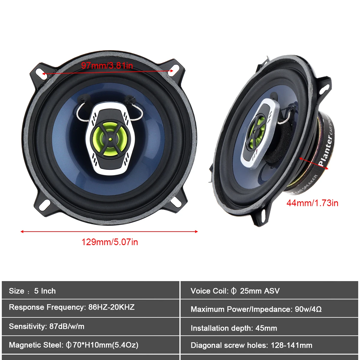 5 Inch 500W 12V 2 Way Car Coaxial Auto Audio Music Stereo Full Range Frequency Hifi Speakers Non-destructive Installation