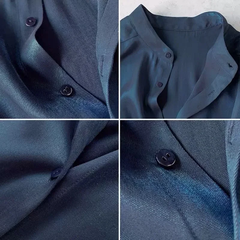 Silk irt Dames Lente Profional OL Design Sensation High-End Feeling irt Rechte buis Lange Sve-knopsluiting