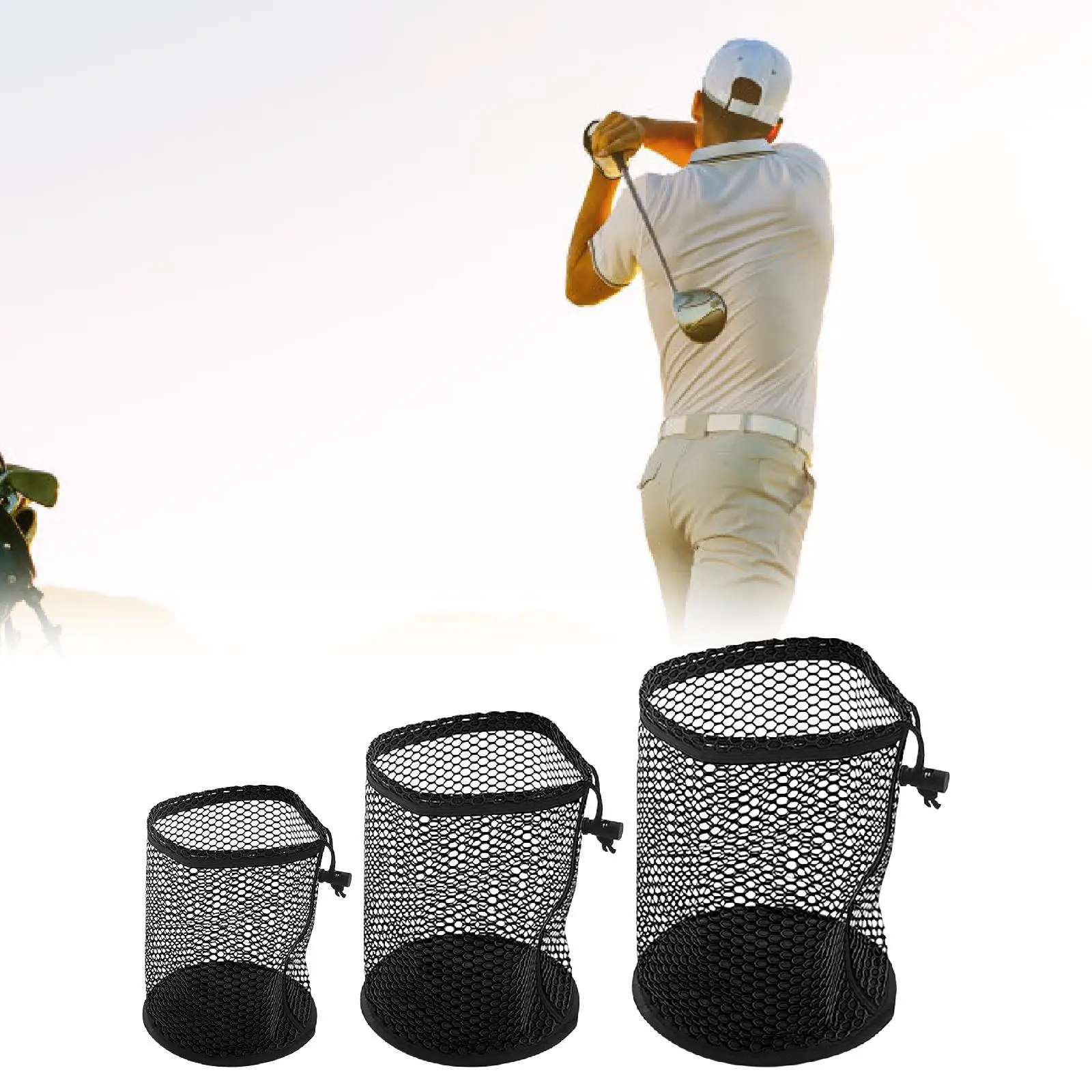 

3x Golf Balls Storage Bag Golf Mesh Bags Accessories Lightweight Pouch Organizer for Diving Washing Toys Gym Shower Outdoor