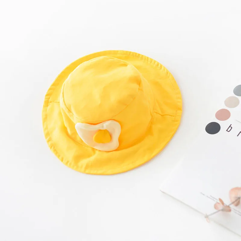 MILANCEL Autumn Baby Cute Cap Infant Cartoon Dinosaur Fisherman Hat 1-3T Toddler Girls Yellow Eggs Bucket Hat