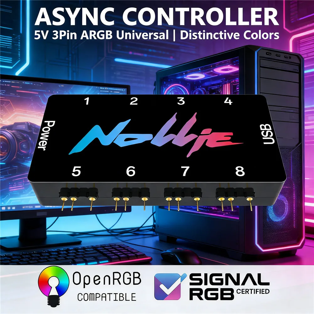 MZX 5V 3PIN ARGB Asynchronous Controller Light Strip Hub Cable SignalRGB OpenRGB Universal Computer PC Cooling Fan Accessories