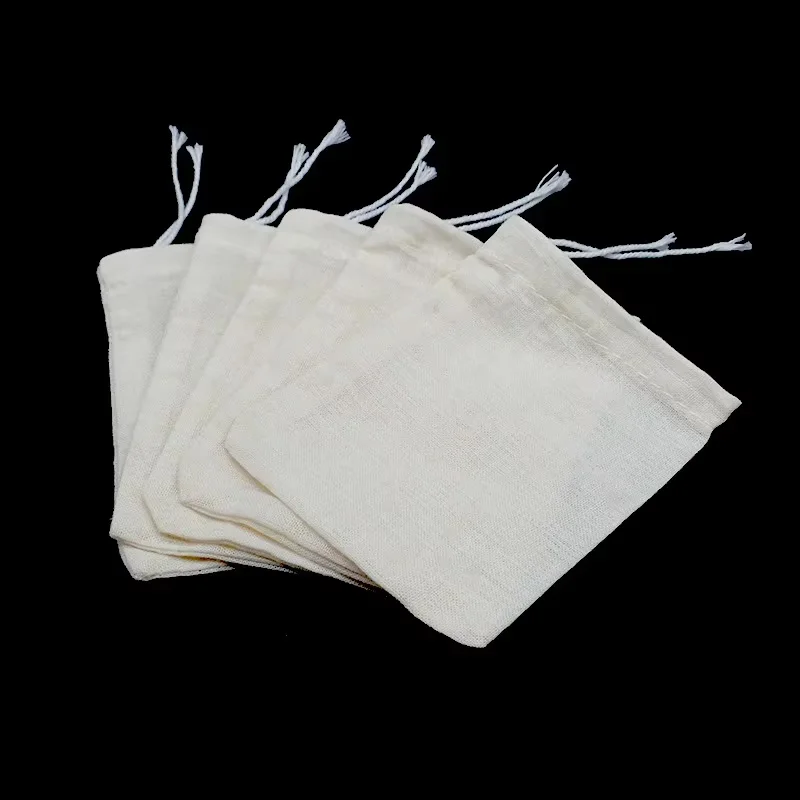 

50pcs Pure Cotton Gauze Cloth Bag Single Suction Filter Bag Marinade Seasoning Dreg-separating Drawstring, Cotton Cloth Tea Bag