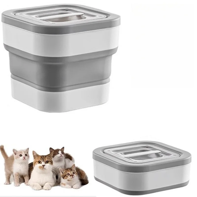 

Folding Cat Dog Food Storage Container Folding Pet Food Container With Lids Sealing Box kitchen Grain Storage Boxes