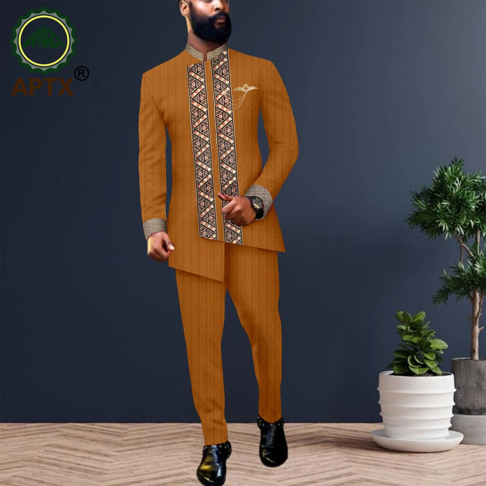 African Men Clothing Bazin Riche Men Suit 2-Piece Set Muslim Mens Robe Islamic Jacket Blazer Pants Party Wedding 2516042