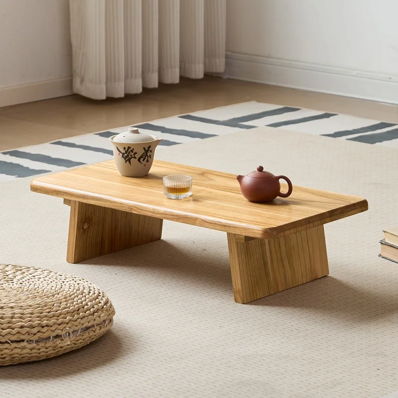 #￥Japanese Tatami Tea Table Floor-standing Coffee Desk Solid Wood Tatami Shelf Balcony Table Bay Window Coffee Desk