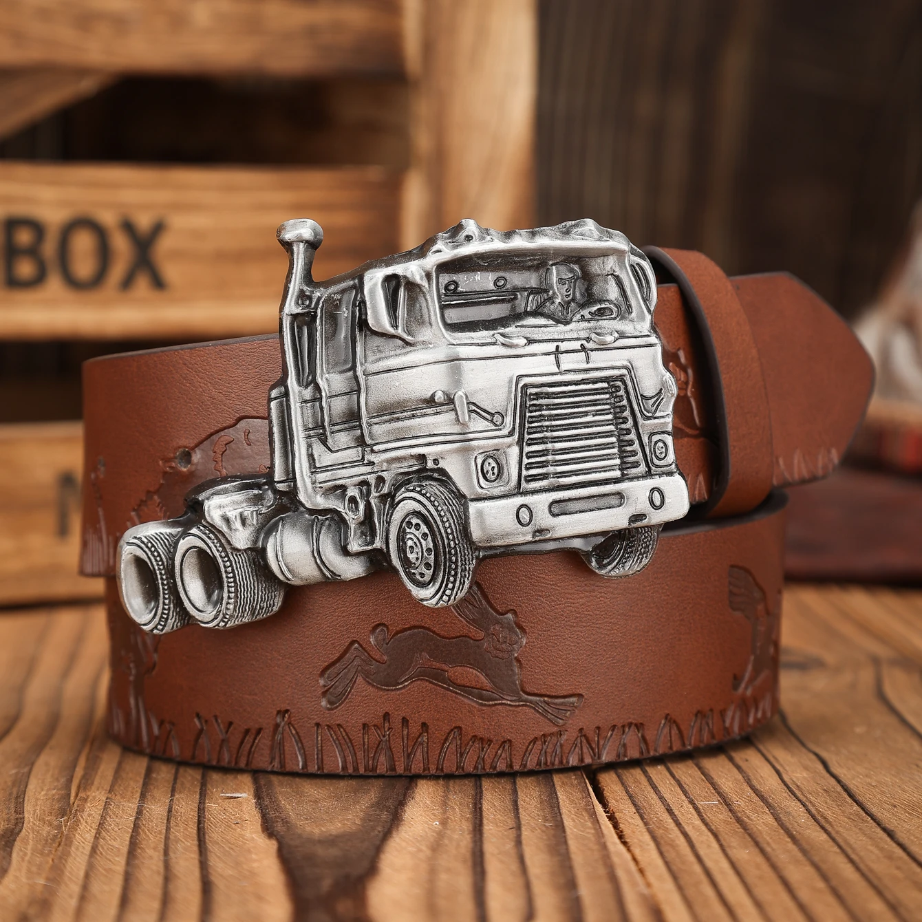 A Western-Buckle PU Belt Suitable for Both Men and Women, A Unique and Retro Brown Belt (With Perforated Nails Included)