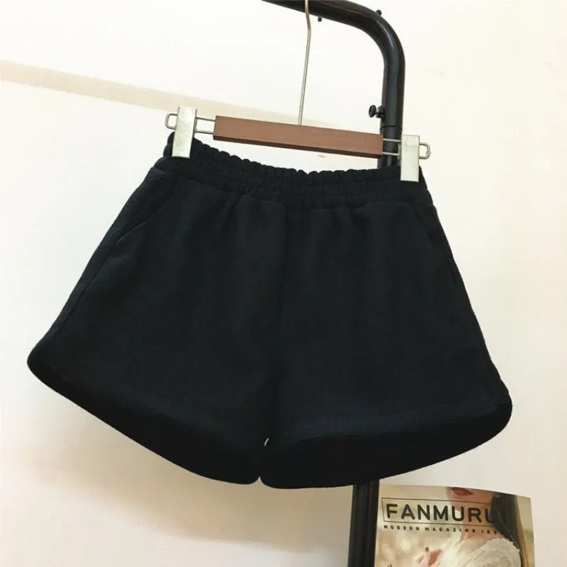 Shorts Women Autumn Cozy Elastic Waist Stylish Solid Feminino Korean Simple Vintage Elegant Casual Popular High Street All-match