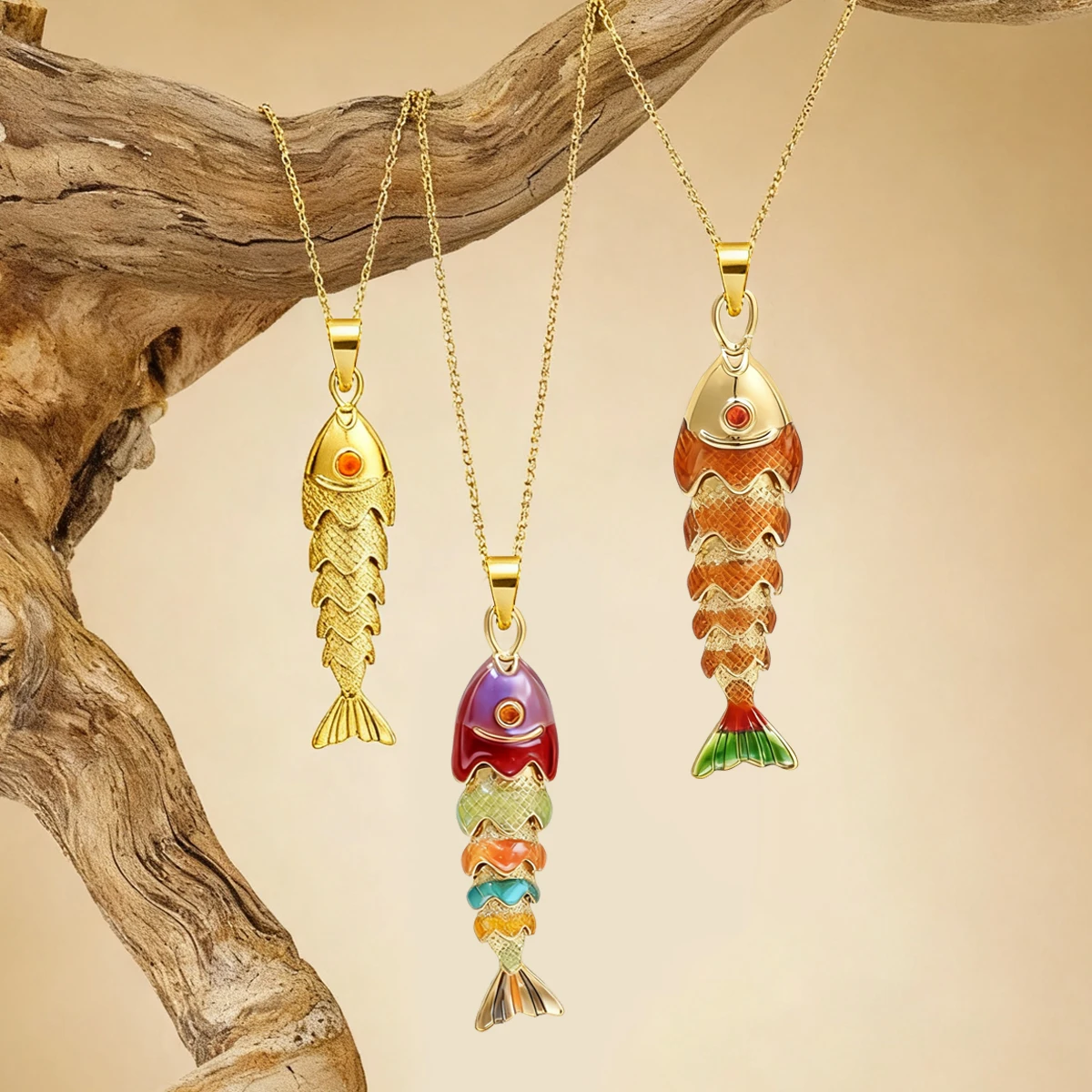 

Fashion Ocean Fish Pendant Necklace Copper Plated with 18K Gold Lucky Koi Versatile and Minimalist Style Suitable for Women