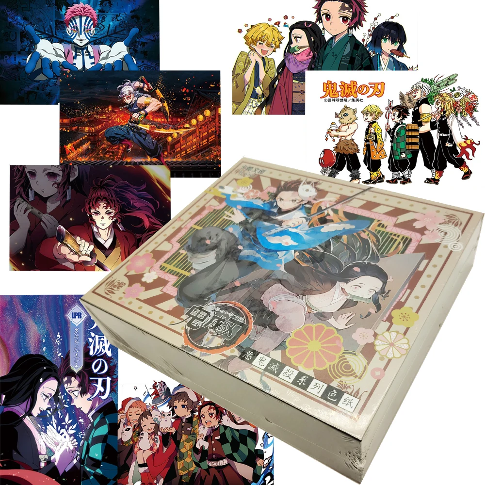 

Demon Slayer Collection Cards Colored Paper Series Anime Figure Limited Edition Hidden Colorful Grating Cards Kids Hobbies Gifts